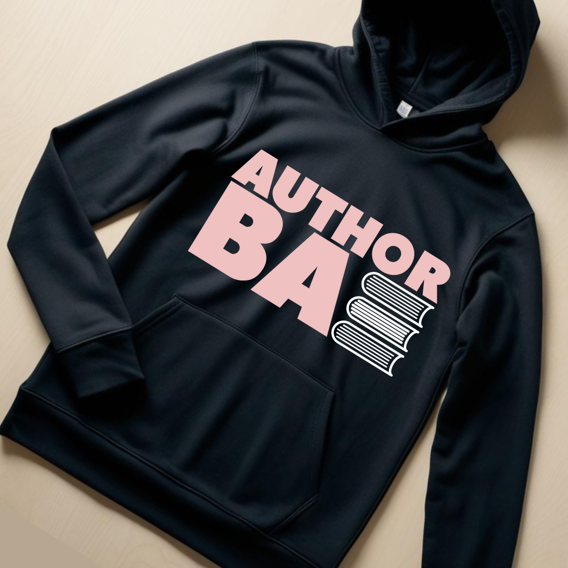 "Author Bae" Black Hooded Long Sleeve Shirt